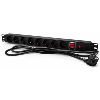 Napájací panel DATAWAY do 19" racku, 8 pozícií s prepäťovou ochranou