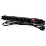 Napájací panel DATAWAY do 19" racku, 8 pozícií s prepäťovou ochranou