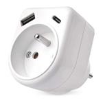 Rozbočovacia zásuvka 1×230V, 1×USB-A + 1×USB-C, biela