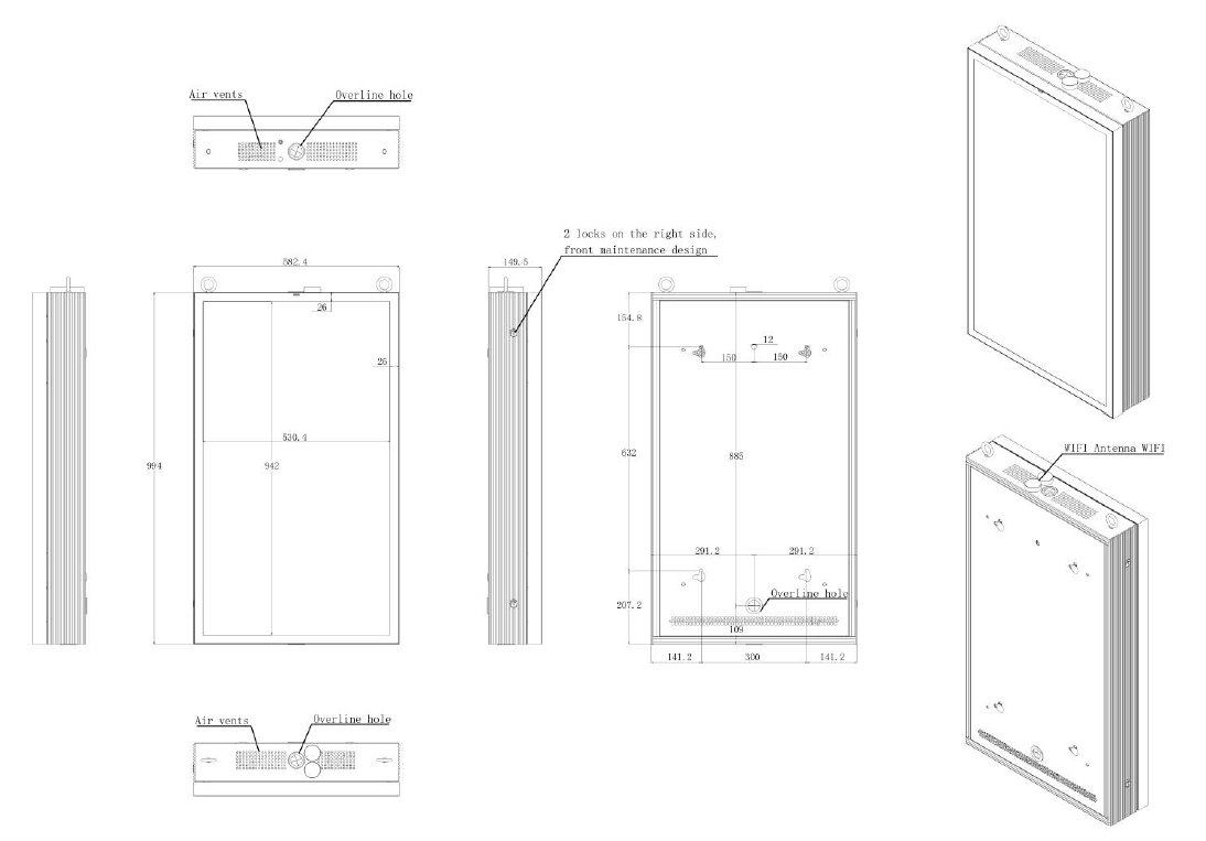 Vonkajší dotykový LCD Kiosk Digital Signage 43'' IP66 na stenu