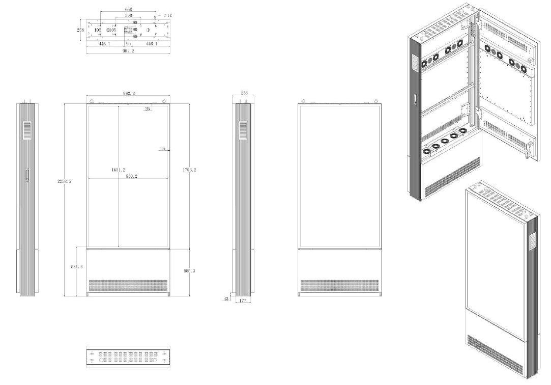 Vonkajší dotykový LCD kiosk Digital Signage 75" IP66 na zem, obojstranný